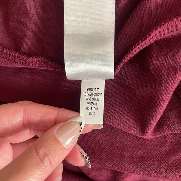 Old Navy Plus 2XL Shift Dress Long Sleeve Knit Wine Maroon Keyhole Back - Picture 4 of 11